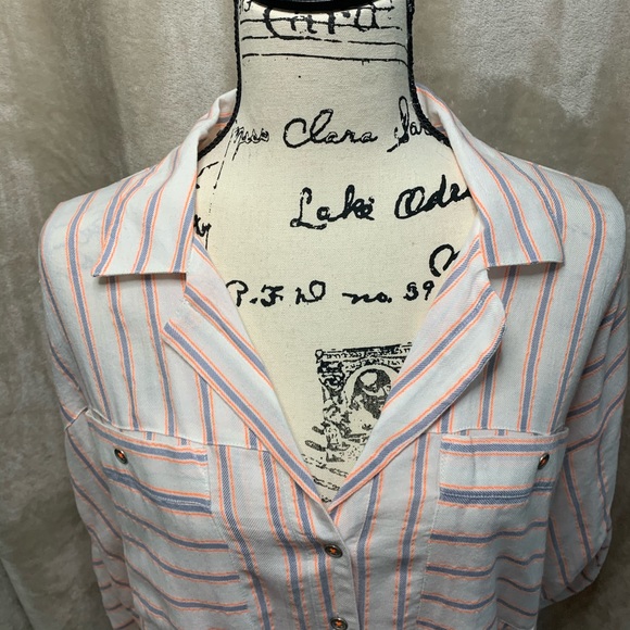 Vintage America Tunic Top white blue and orange Stripe 3/4 Sleeve NWT Plus Size - Picture 3 of 16